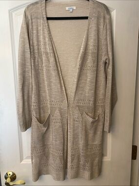 Cocobleu Cream Knit Longline Duster Cardigan Size XL